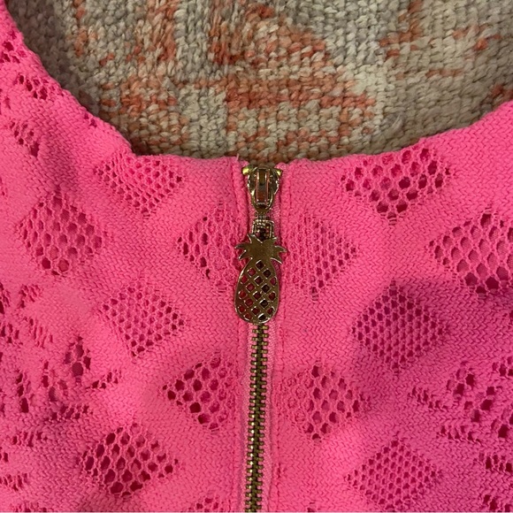 Lilly Pulitzer Pink Sunset Pineapple Geo Lace Lynn Top, Small - Picture 4 of 4